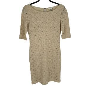 Banana Republic Beige Lace Sheath Dress Knee Length Formal Party Holiday 2
